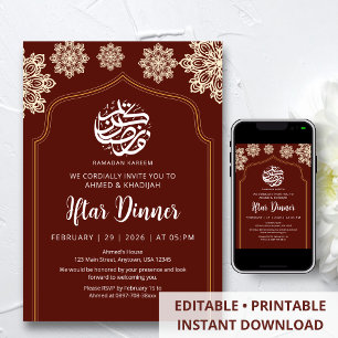 Invitación Cena de Iftar de Ramadan Mandala Dorado Minimalist