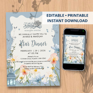 Invitación Cena de Iftar en el Jardín de Luna Azul y Flor Sil