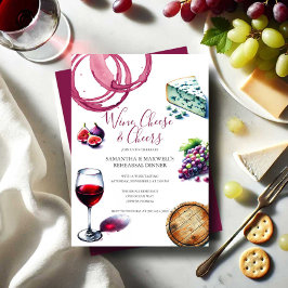 Invitación Cena de Ilustracion de vino y queso
