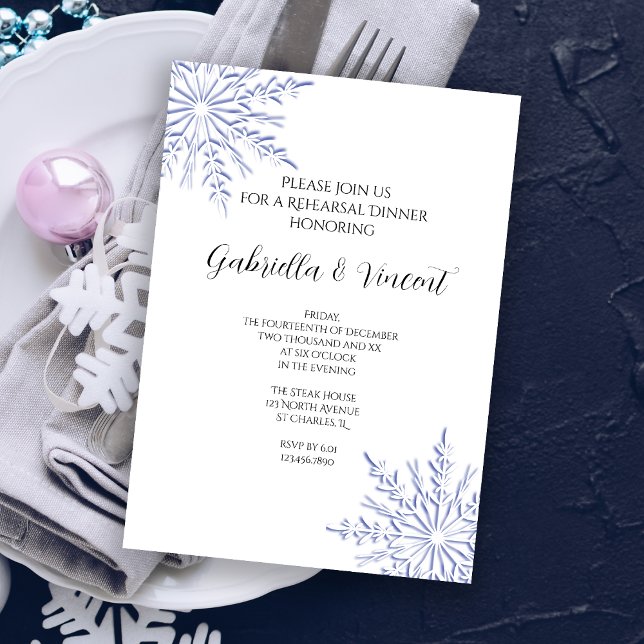 Invitación Cena de invierno con copo de nieve azul (Subido por el creador)