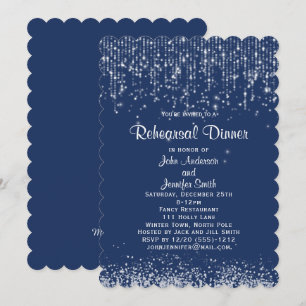 Invitación Cena de invierno de Blue White String ilumina el e