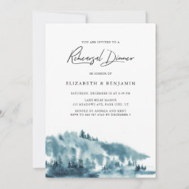 Invitación Cena de invierno de Watercolor Blue Forest
