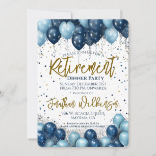 Invitación Cena de Jubilación Fiesta Azul