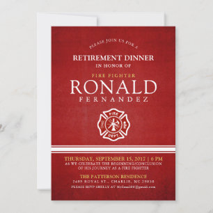 Invitación Cena de Jubilación para Combatientes de Fuego   In