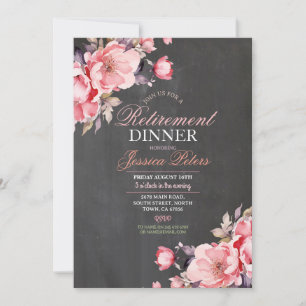 Invitación Cena de jubilaciones florales Fiesta rosa de las m