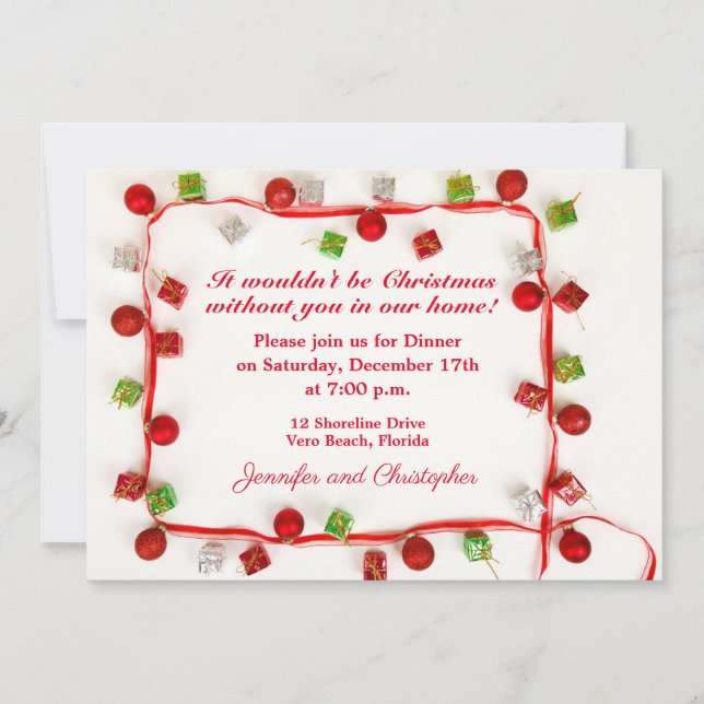 Invitación Cena de la cinta del navidad (Anverso)