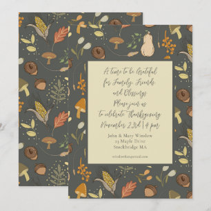 Invitación Cena de la cosecha del otoño del día de Acción de