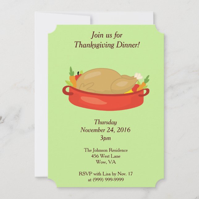 Invitación Cena de la Familia de Acción de Gracias (Anverso)