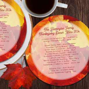 Invitación Cena de la Familia de Acción de Gracias Menú Redon