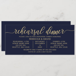 Invitación Cena de la Marina y la caligrafía de oro