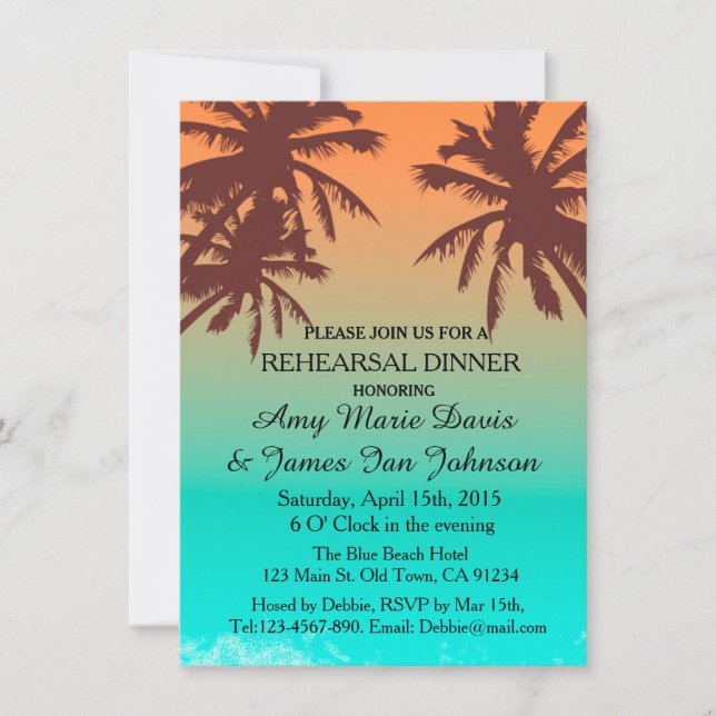 Invitación Cena de la playa del océano azul invita a la playa (Anverso)