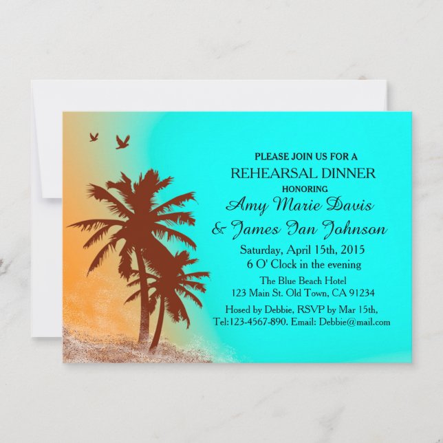 Invitación Cena de la playa del océano azul invita a la playa (Anverso)