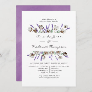 Invitación Cena de lavanda y Boda de algodón