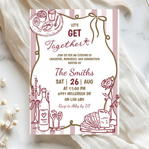 Invitación Cena de Let's Get Together manuscrita con garabato