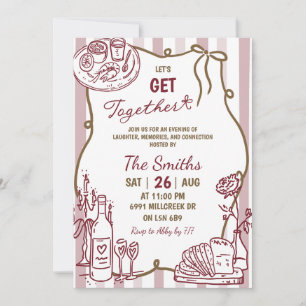 Invitación Cena de Let's Get Together manuscrita con garabato