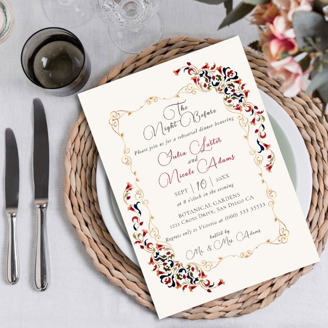 Invitación Cena de Lujo Botánico Floral Paisley Ensayo (Subido por el creador)