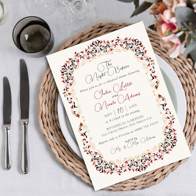 Invitación Cena de Lujo Botánico Floral Paisley Ensayo (Subido por el creador)