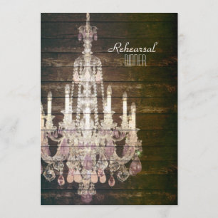 Invitación Cena de madera del ensayo de la boda de la lámpara