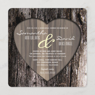 Invitación Cena de madera rústica del ensayo del corazón de