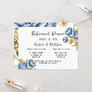 Invitación Cena de melodías azules y marrones amarillos