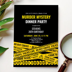 Invitación Cena de Misterio de Asesinato Cintas Amarillas de