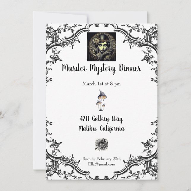 Invitación Cena de misterio del asesinato (Anverso)