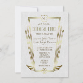 Invitación Cena de Monograma Real de Oro Art Deco