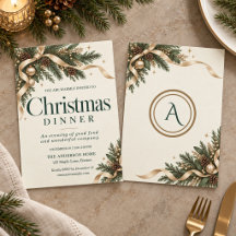 Cena de Navidad con Arco de Oro Elegante Evergreen