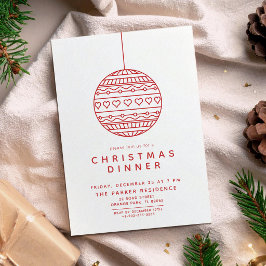 Invitación Cena de Navidad con Bola de Navidad Roja