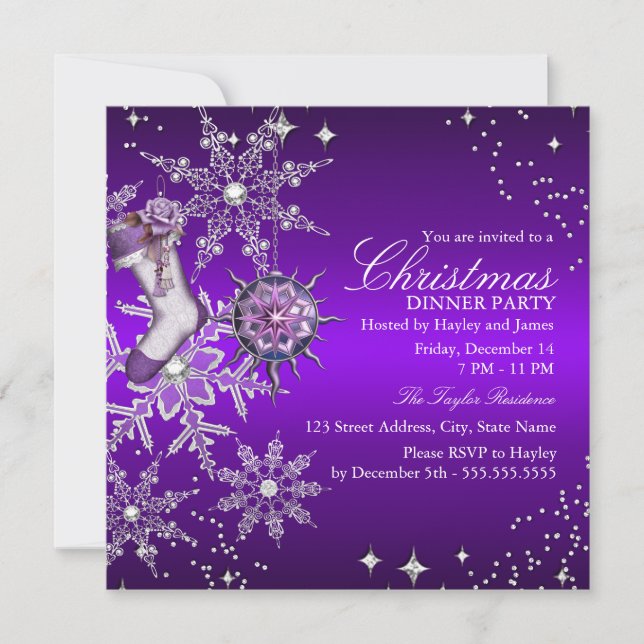 Invitación Cena de Navidad con Copo de Nieve de Cristal Morad (Anverso)
