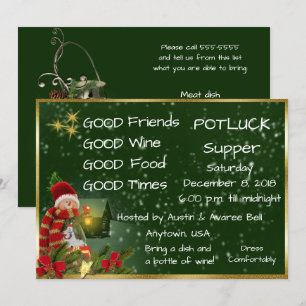 Invitación Cena de Navidad con platos para compartir