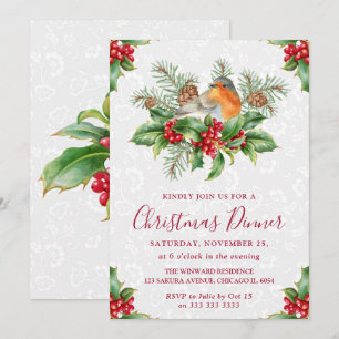 Invitación Cena de Navidad de Robin y Holly Berry