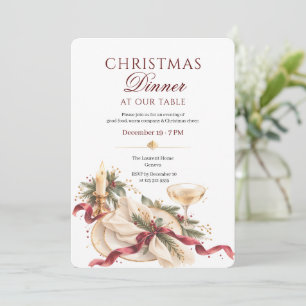 Invitación Cena de Navidad elegante Fiesta Navideña