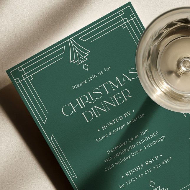 Invitación Cena de Navidad elegante | Fiesta verde (Subido por el creador)