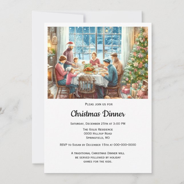 Invitación Cena de Navidad familiar  (Anverso)