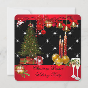 Invitación Cena de Navidad Fiesta de Vacaciones Rojo Blanco 2