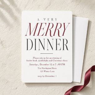 Invitación Cena de Navidad minimalista de Borgoña