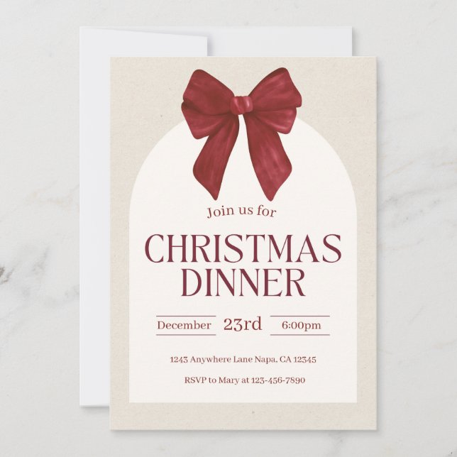 Invitación Cena de Navidad personalizable Elegante festividad (Anverso)
