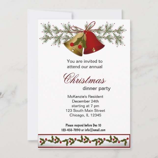 Invitación Cena de navidades Bells (Anverso)