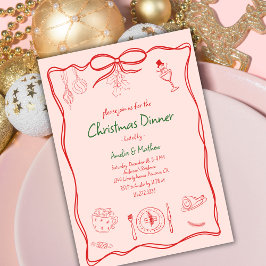 Invitación Cena de Navidades con dibujos de garabatos