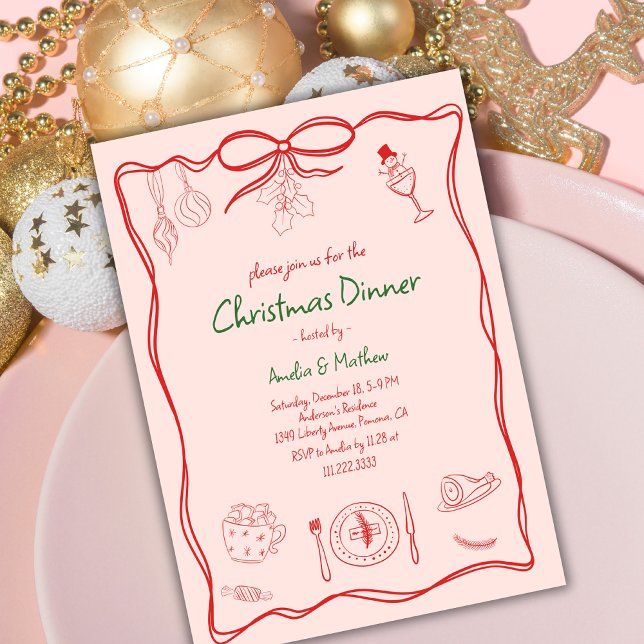 Invitación Cena de Navidades con dibujos de garabatos (Subido por el creador)