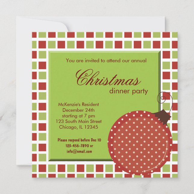Invitación Cena de Navidades cuadrados (Anverso)