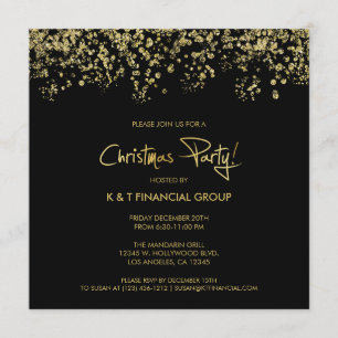 Invitación Cena de Navidades de Black & Gold Confetti Company