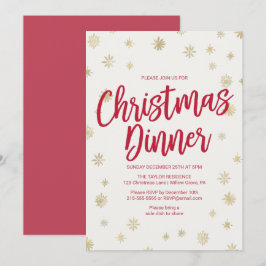 Invitación Cena de Navidades de copo de nieve de oro