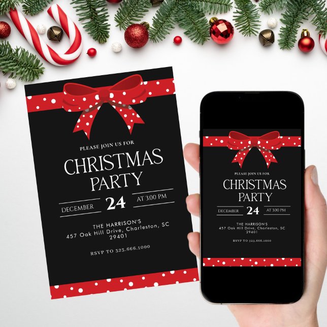 Invitación Cena de Navidades de feriado de oso rojo (Subido por el creador)