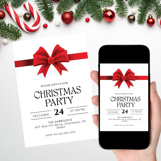 Invitación Cena de Navidades de feriado de oso rojo (Subido por el creador)