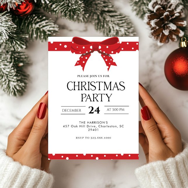 Invitación Cena de Navidades de feriado de oso rojo (Subido por el creador)
