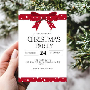 Invitación Cena de Navidades de feriado de oso rojo