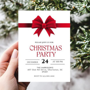 Invitación Cena de Navidades de feriado de oso rojo