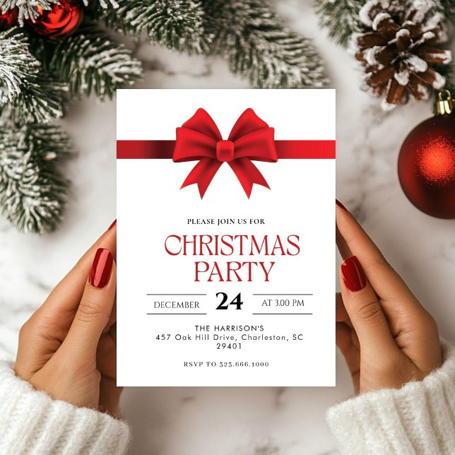 Invitación Cena de Navidades de feriado de oso rojo (Subido por el creador)